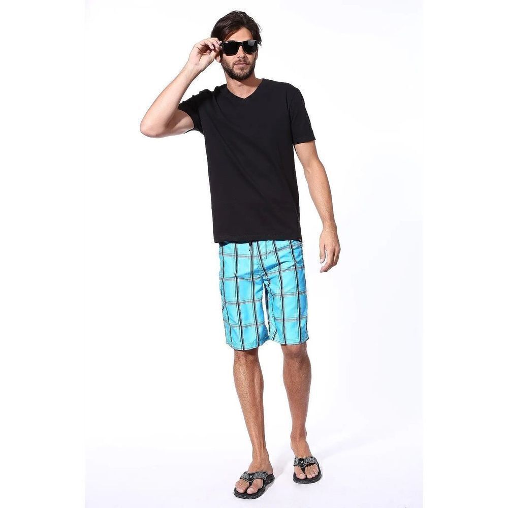 Hurley Mens Puerto Rico Board Shorts 10” Inseam Blue Plaid Size 31